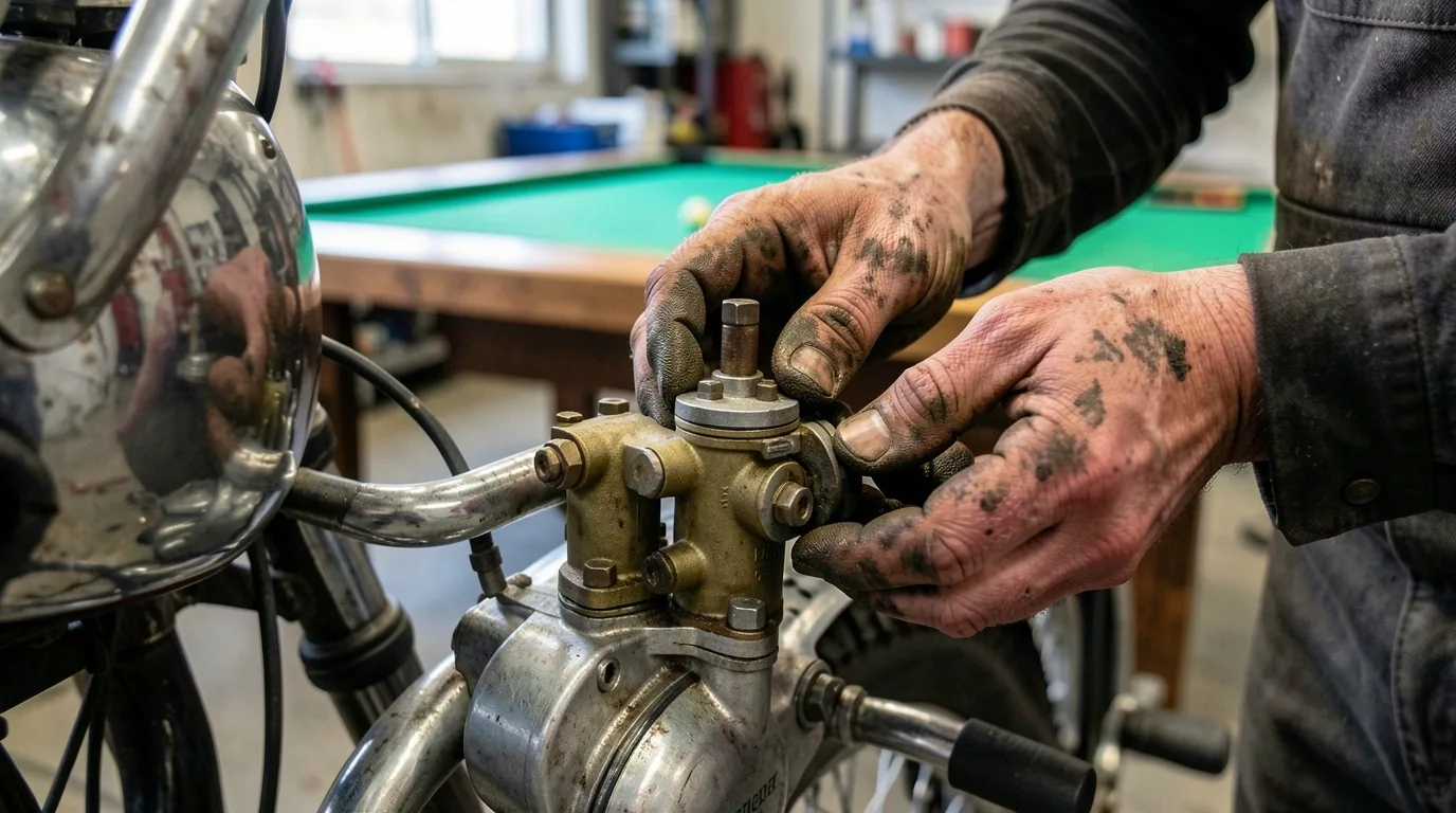 Avellink motorwerkplaats met precisie-onderhoud aan een custom motorfiets