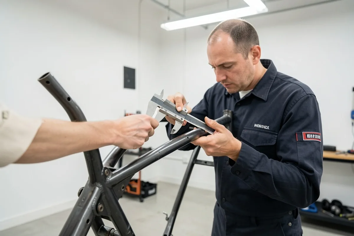 Monteur voert precisiewerk uit aan een motorframe bij Avellink Utrecht