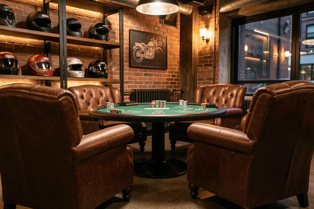 Pokertafel en fiches in de besloten lounge van Avellink