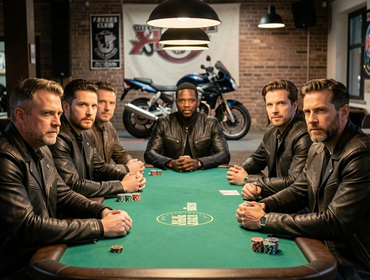 Rijders verzameld aan de pokertafel in de besloten lounge van Avellink