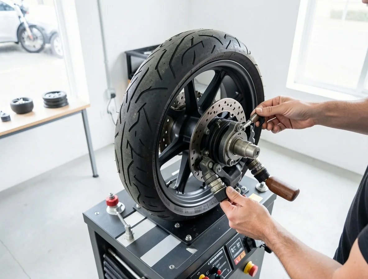 Professionele bandenmontage en balanceren van wielen in de werkplaats